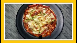 HAWAIIAN PIZZA WITH HOTDOGEASY SNACKHOW TO MAKE EASY HAWAIIAN PIZZAbudgetfriendlypizzaathome [upl. by Alohcin]