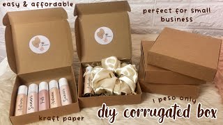 diy corrugated box for my small business ♡ easy amp affordable kraft paper [upl. by Anisor630]