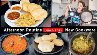 Afternoon Routine VlogNew Cookware Chole bhature Masala paneer Matar paneer pulaochole bhature [upl. by Yartnoed490]