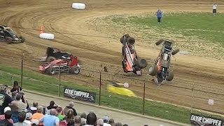 SPRINT CARS at Lincoln Park Speedway  Massive Crashes and Close Dirt Track Racing [upl. by Salisbury]