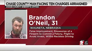 Wauneta man facing 10 charges in Chase County arraigned in Lincoln County [upl. by Nuyh447]