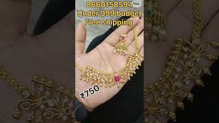 Under 999 budget free shipping premium quality necklace set with backchain WhatsApp at 8660158594 [upl. by Larual]