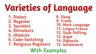 Varieties of Language in Sociolinguistics  Varieties of Language in Linguistics Language Varieties [upl. by Elleinod]