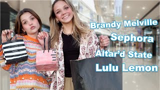 I went SHOPPING with my BESTIE at the TRENDIEST stores brandy melville sephora lulu [upl. by Vanhomrigh]