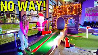 INSANE TRIPLE Hole in One at the Ultimate Christmas Mini Golf Course [upl. by Janine]