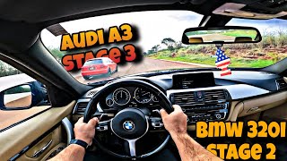 🔥AUDI A3 DESAFIOU A BM 320I  AUDI A3 18 STAGE 3 VS BMW 320I STAGE 2 [upl. by Agnizn]