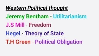 Western Political thought  Jeremy Bentham JS Mill  Hegel TH Green Political science Hons yt [upl. by Isaac]