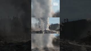 Steamboat Geyser erupts in Yellowstone National Park [upl. by Sibel]