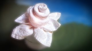 Towel folding  How to Make Rose Flower From Washcloths  Housekeeping Towel Art  Towel design [upl. by Hum728]