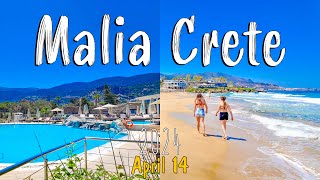 Malia Crete walking through beaches resort and town of Malia Greece 2024 [upl. by Meekyh]