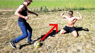 Hit with a SOCCER BALL until I BLEED  Bodybuilder VS Crazy World Cup Football Challenge [upl. by Tekcirc]