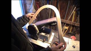 How to build a boomerang Sanding trail leading edge on belt sander PART 3 [upl. by Halika247]