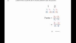 Pente dune droite à partir de 2 points exemple 2 [upl. by Namhar]