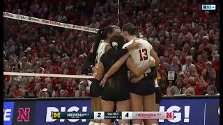 Merritt Beason Kill Ace Harper Murray Kill Block Nebraska Husker Volleyball 102624 vs Michigan [upl. by Keil807]