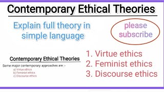 contemporary ethical theories virtue ethics feminist ethics discourse ethics business ethics [upl. by Anawad28]