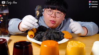 Black Chicken with Nuclear Fire Spicy Sauce ASMR Mukbang 블랙치킨 핵불닭소스 먹방 Tasty Hoon 테이스티훈 [upl. by Yenittirb]