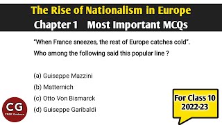 The Rise of Nationalism in Europe Class 10 Important MCQs for Board exam [upl. by Cired625]