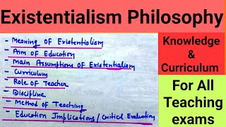 Existentialism PhilosophyKnowledge amp Curriculum for all Teaching exams [upl. by Gabrielson]