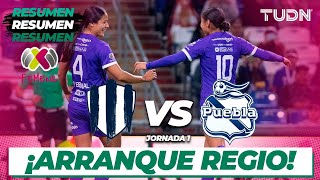 Highlights  Rayadas vs Puebla  Liga Mx Femenil  CL2024 J1  TUDN [upl. by Winona]