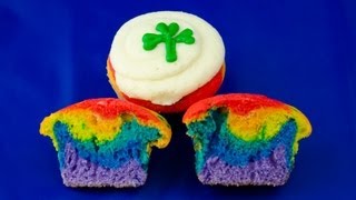 Making Rainbow Cupcakes perfect for St Patricks Day by Cookies Cupcakes and Cardio [upl. by Scibert]