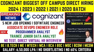 Cognizant New Off Campus Direct Interview Hiring  2024  20232020 Batch  5 Technical Jobs Opening [upl. by Milla935]