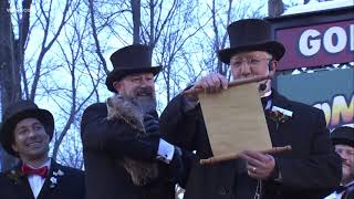 Groundhog Day Punxsutawney Phil makes his 2022 prediction as crowds return to Gobblers Knob [upl. by Aretak]