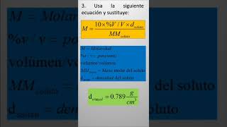 Convierte de vv a molaridad en dos sencillos pasos ejerciciosdequímica [upl. by Elimay]