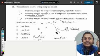 Three statements about the binding energy are providedI The binding energy is the energy required [upl. by Muriel761]