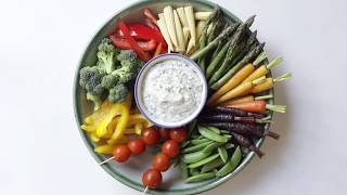 Crudite platter with sour cream dip  Simply Delicious [upl. by Nairolf]