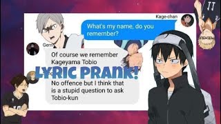 Kageyama lyric prank the harem Again People I dont like by UPSAHL [upl. by Yarezed]