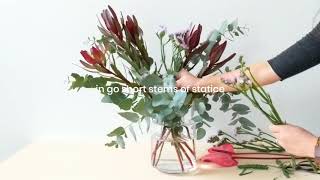 Leucadendron and anthurium flower arrangement tutorial [upl. by Odranreb]