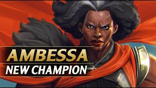 AMBESSA MEDARDA NEW CHAMPION PREVIEW LORE ABILITIES  League of Legends [upl. by Kashden]