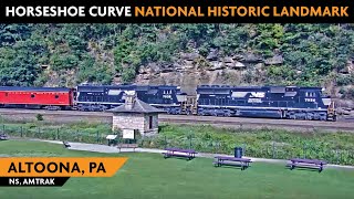 The World Famous Horseshoe CurveAltoona Pennsylvania USA  Virtual Railfan LIVE [upl. by Rachaba]