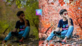 Picsart Background Colour Change  Picsart Moody Orange Editing [upl. by Imoyaba]