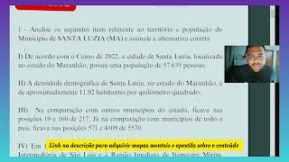 REVISÃO CONCURSO DE SANTA LUZIA MA  PROFESSOR DANIEL RENÊ  CONHECIMENTOS LOCAIS [upl. by Ylrae]