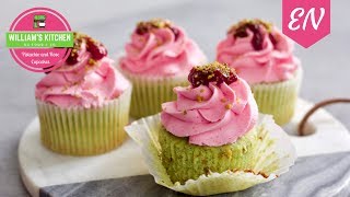 Rose and Pistachio Cupcakes with Raspberry Coulis  Williams Kitchen [upl. by Onaimad]