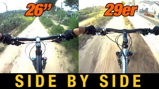 26quot Full Suspension VS 29er Hardtail  26 versus 29 inch Wheels POV Cross Country XC Trails [upl. by Tsirhc365]