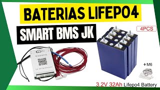 Baterias Lipeo4 de 32Ah Com a Smart BMS JK de 40A Instalação e configuração no Sistema OffGrid [upl. by Crenshaw609]