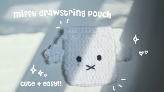 how to crochet a MIFFY drawstring pouch  easy tutorial [upl. by Eltsirc978]