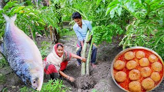 45 kg ওল তুলে ইলিশ মাছের পুরভরা ওলের কোপ্তা রান্না করলাম আর ওল ডাটার রেসিপি  hilsha fish recipe [upl. by Winfield]