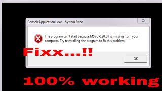 How To Fix msvcp120dll Missing Error 100 Working  Windows 1087 2017 Tutorial [upl. by Emlynne]