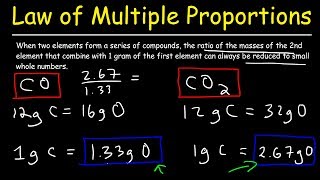 Law of Multiple Proportions Practice Problems Chemistry Examples Fundamental Chemical Laws [upl. by Felizio]