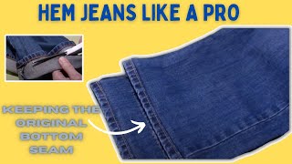 How to hem a pair of jeans and keep the same look using the original hem [upl. by Ttreve]