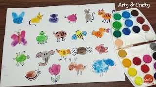 Finger Painting Art  Easy Thumb Painting Animals  Summer Fun Activities for kids by Arty amp Crafty [upl. by Paquito]