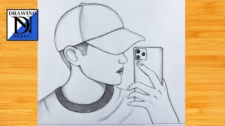 How to draw A Boy taking a selfie  Pencil sketch for beginners  Easy drawing  simple drawing [upl. by Boaten132]