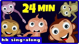 Five Little Monkeys amp More  Nursery Rhymes Songs With Lyrics And Action By Hooplakidz SingALong [upl. by Franchot]