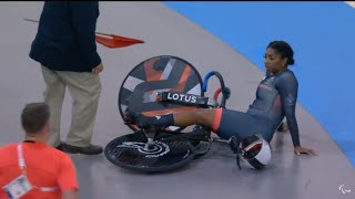 Kadeena Cox Bad fall in Womens 500m time trial C45 Para cycling Track final at Paralympics Paris [upl. by Alf927]