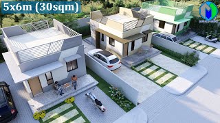 SMALL HOUSE DESIGN  BOX TYPE HOUSE DESIGN WITH ROOF DECK [upl. by Guinn]