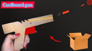 How to make a cardboard gun  Rubber bands shooter easy gun [upl. by Ahsetan962]