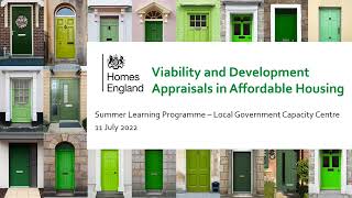 Viability amp Development Appraisals for Affordable Housing  2022 Summer Learning Programme [upl. by Jobina]